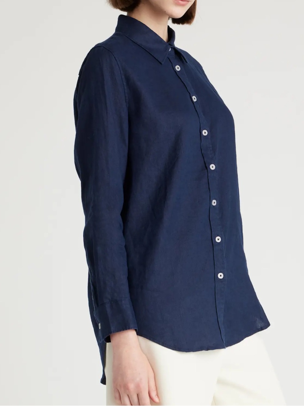 Quince 100% Linen Long Sleeve Button up Shirt Navy - Size Medium